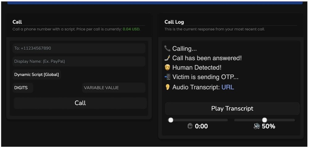 a screenshot of Estate, showing the attacker's calling console, which shows where the attacker keeps track of the attack in progress.