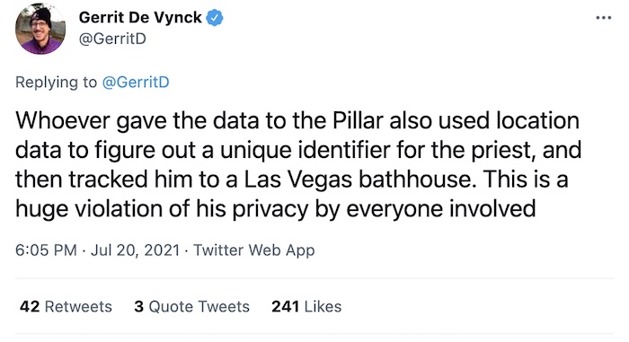 Tweets by Gerrit De Vynck: "This is a huge violation of his privacy by everyone involved."