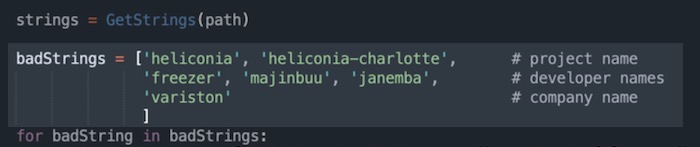 A snippet of obtained malware code that links Variston to the spyware.