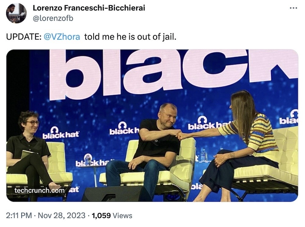 Lorenzo Franceschi-Bicchierai tweet: "UPDATE: @VZhora told me he is out of jail."