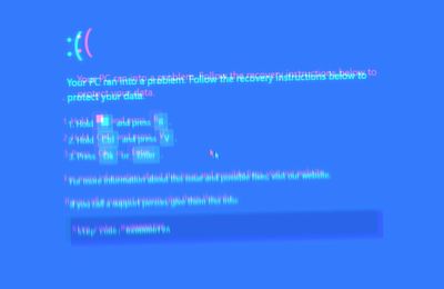 a screenshot of a blue-screen-style windows error, which is actually a ClickFix attack. the text has been slightly blurred for effect.