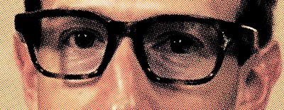 a dotted-photo showing Mark Zuckerberg's face-up close wearing a pair of "pervert" smart glasses with cameras-enabled