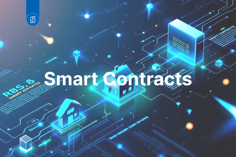 Ilustração de Casas com Criptomoedas.