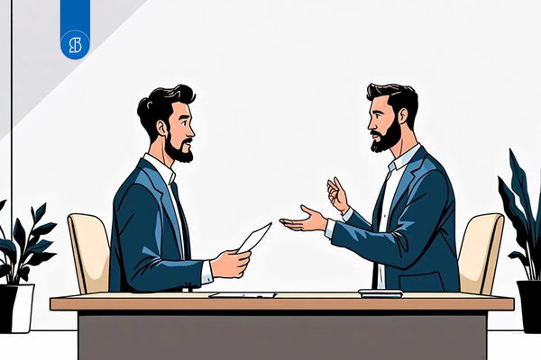 Homens negociando um contrato de mútuo.