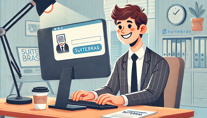 Ilustração de Empreendedor Contratando Endereço Fiscal na Suitebras.