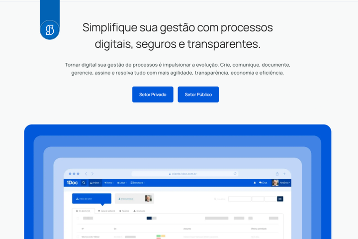 Foto da página inicial da 1doc.com.br