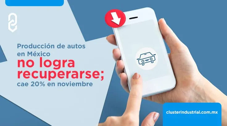 Producción de autos en México no logra recuperarse; cae 20% en noviembre