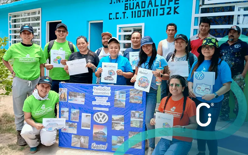 Voluntarios de Volkswagen de México suman esfuerzos para renovar espacios escolares en comunidad de Silao