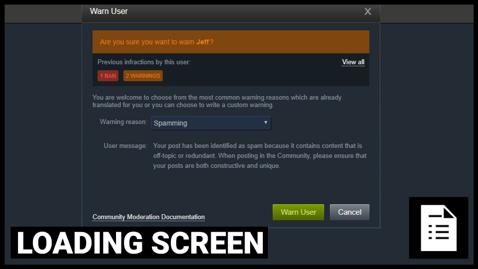 Loading Screen: 165 People Moderate All Of Steam
