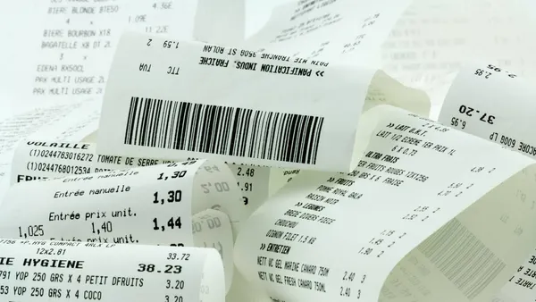 Ticket de caisse en grande distribution