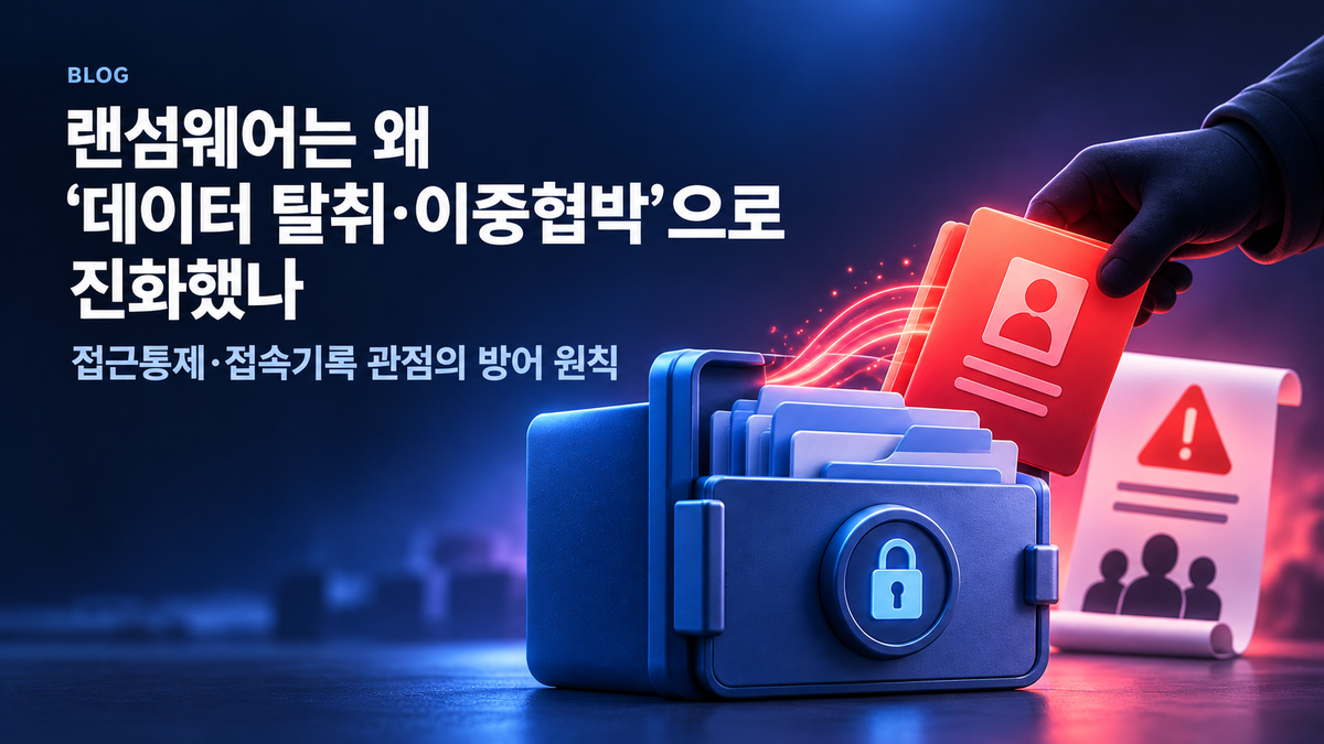 랜섬웨어는 왜 '데이터 탈취·이중협박'으로 진화했나 — 접근통제·접속기록 관점의 방어 원칙