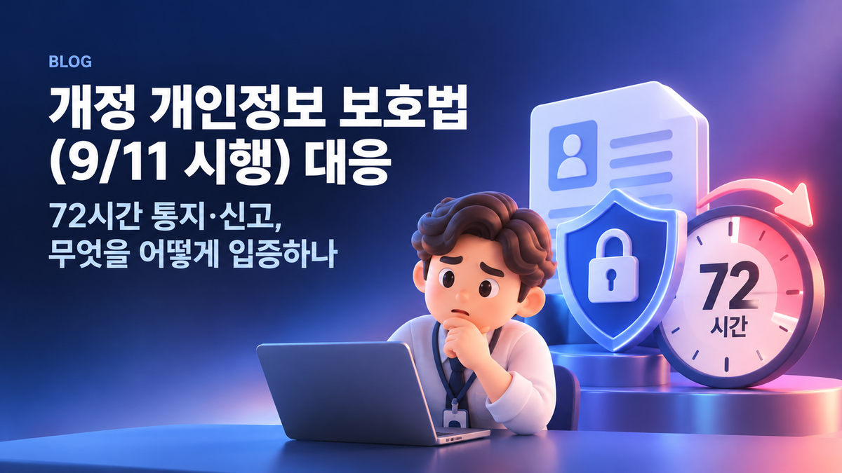개정 개인정보 보호법(9/11 시행) 대응: 72시간 통지·신고, 무엇을 어떻게 입증하나