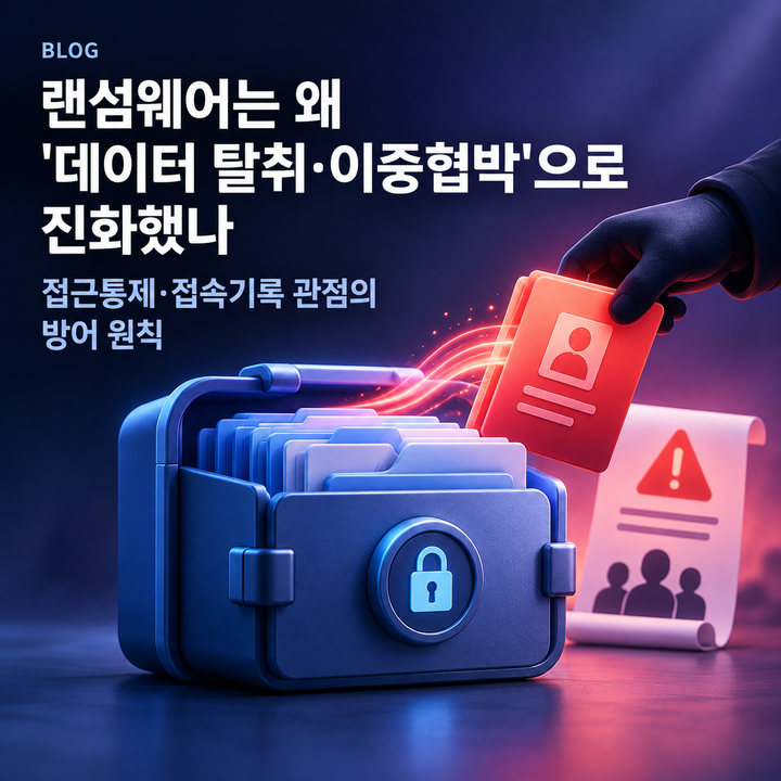 랜섬웨어는 왜 '데이터 탈취·이중협박'으로 진화했나 — 접근통제·접속기록 관점의 방어 원칙