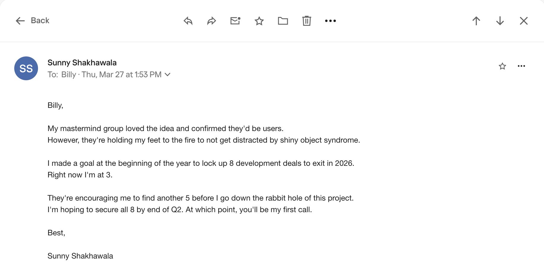 email to Billy