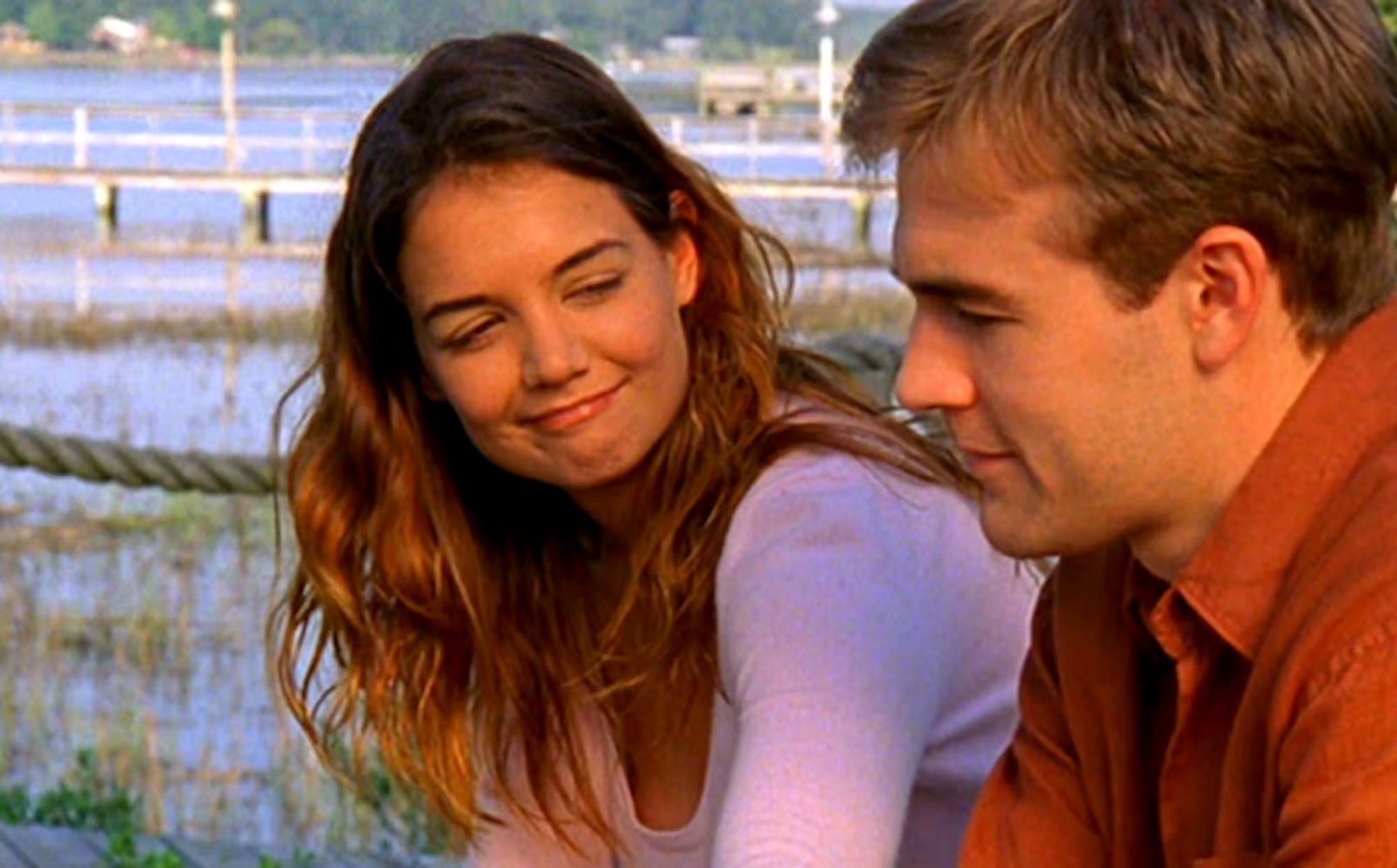 James Van Der Beek and Katie Holmes in "Dawson's Creek" 