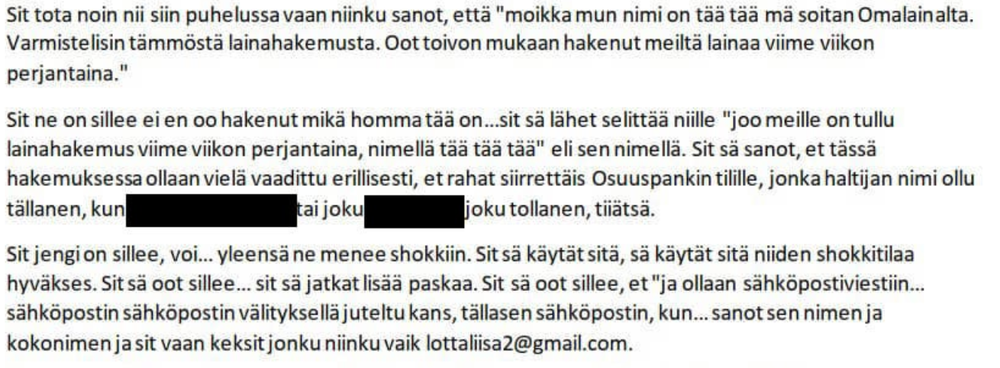 Onko tässä pankkihuijauksen käsikirjoitus? post image