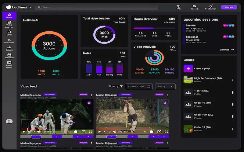 cricket coaching - ludimos dashboard