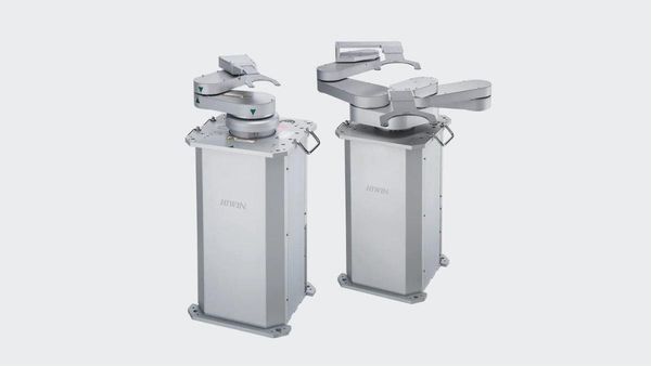 Hiwin’s A-series wafer robots centered on a light gray background.