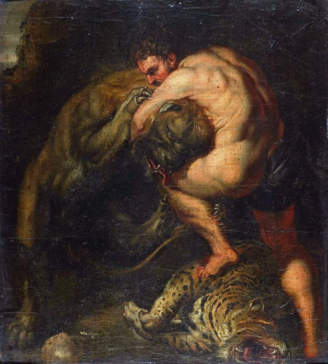 Hercules' fight with the Nemean lion, by Peter Paul Rubens