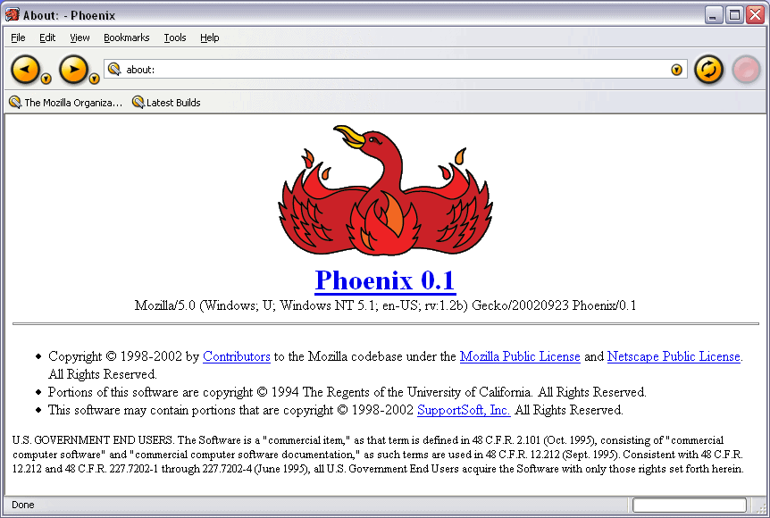 Phoenix 0.1 screenshot on Windows XP