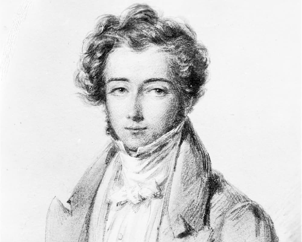 A sketch of the French author and traveler Alexis de Tocqueville