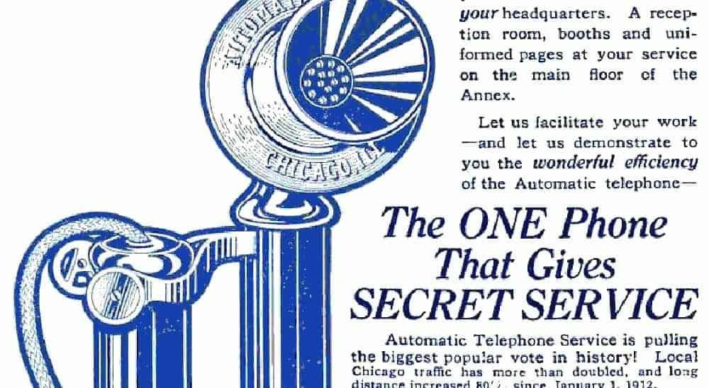 Advertisement for the automatic (dial) telephone service of the Illinois Telephone and Telegraph Company