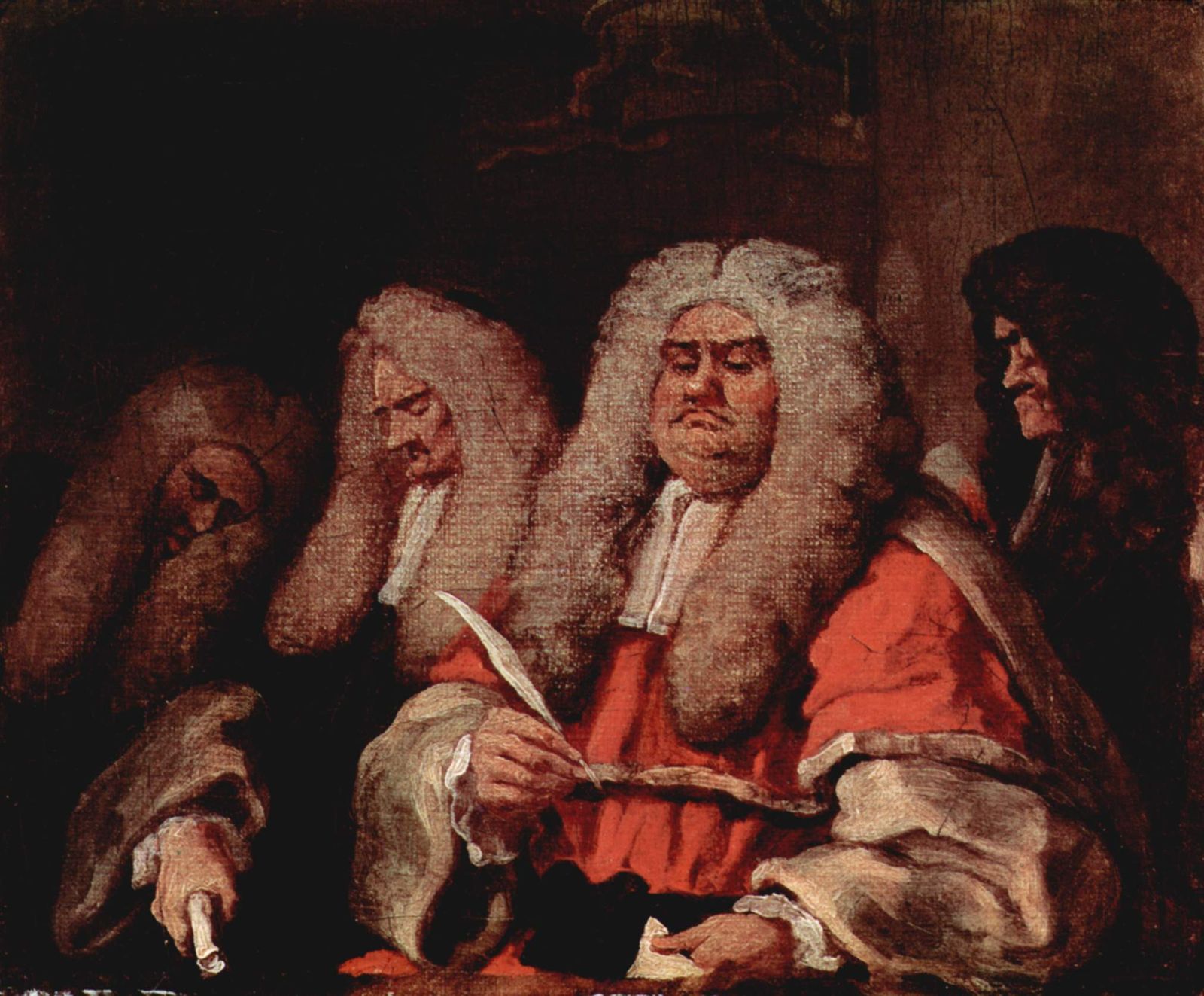 Hogarth’s *The Bench* (1758) exposes the pomp, blindness, and complicity that let bully bosses flourish behind a façade of authority.