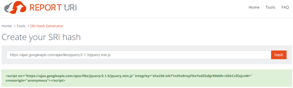 SRI hash generator