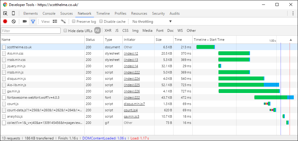 homepage with headers