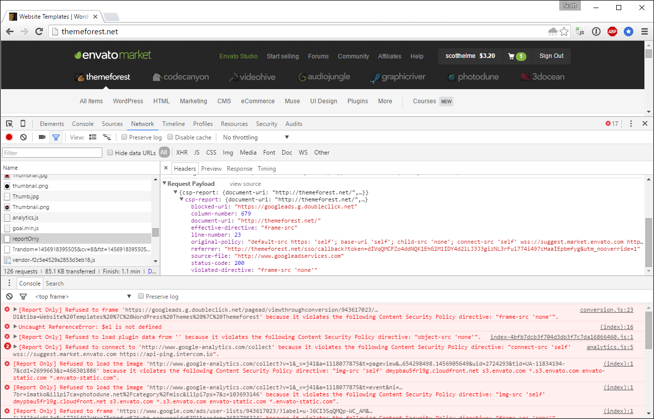 themeforest CSP reports