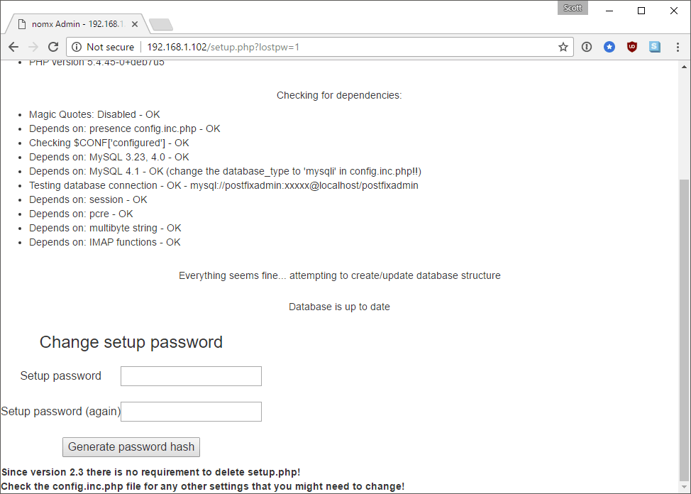 change the setup password