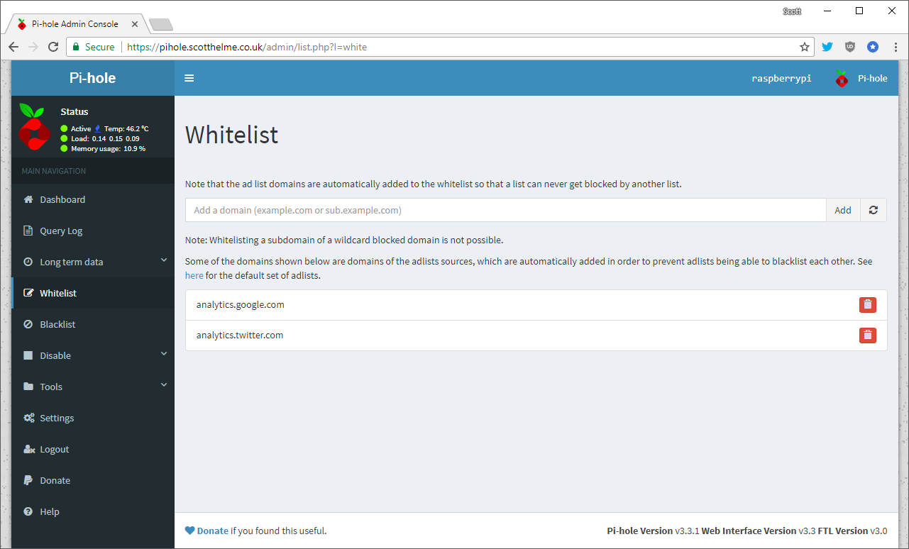pi-hole-whitelist