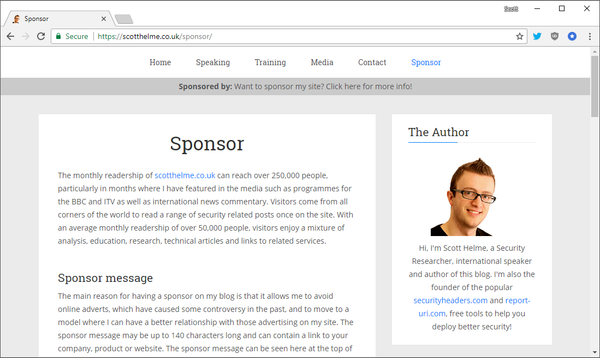 You can now sponsor scotthelme.co.uk!