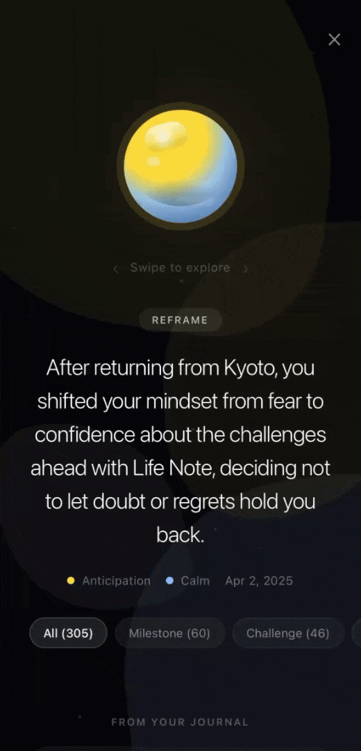 Life Note memory orb animation