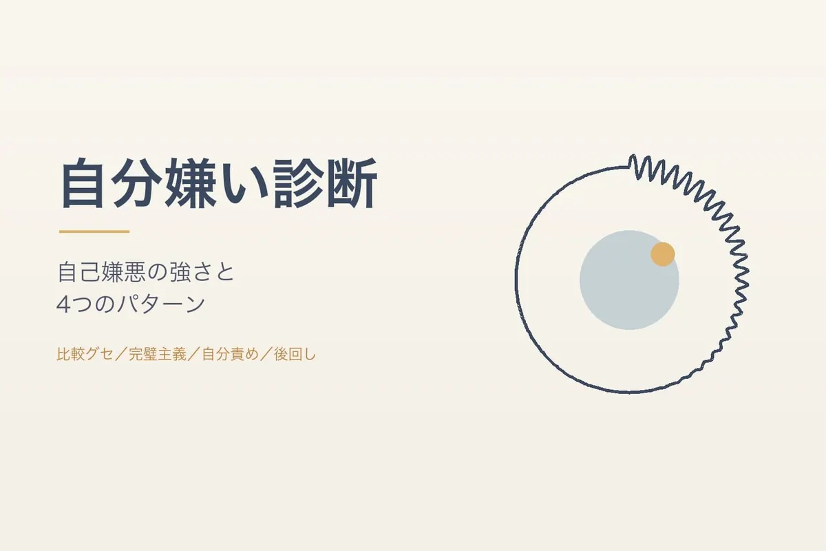 自分嫌い診断｜自己嫌悪の強さと4つのパターンがわかる（無料・20問）