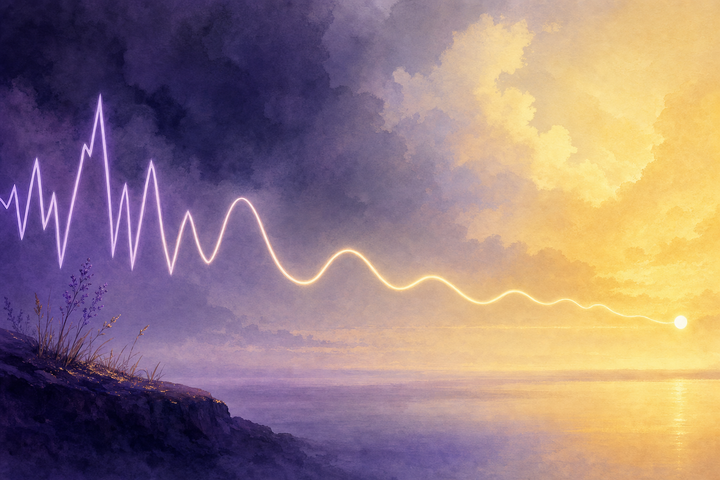Soft Japanese-watercolor editorial illustration symbolizing anxiety test