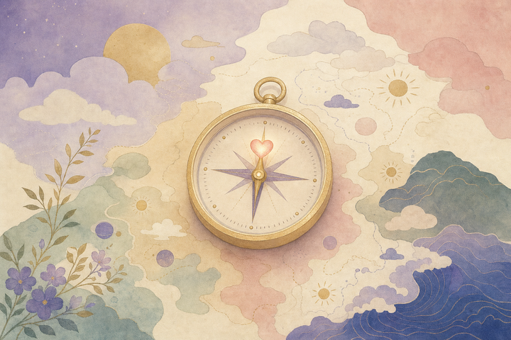 Soft Japanese-watercolor editorial illustration symbolizing emotional intelligence test