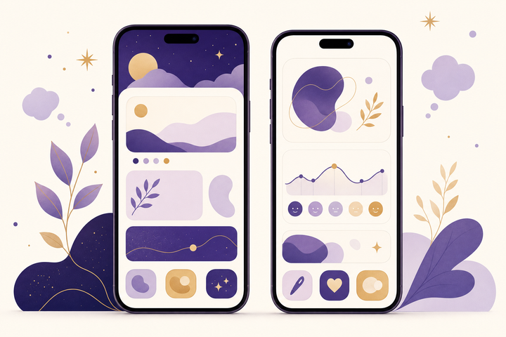 The best journaling apps of 2026 shown on two phones — from AI-guided reflection to mood tracking.