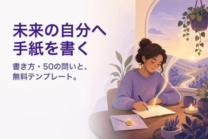 温かなイラスト：未来の自分へ手紙を書く人 — 未来の自分への手紙