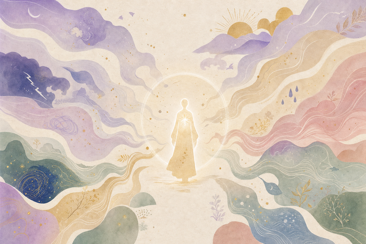 Soft Japanese-watercolor editorial illustration symbolizing empath test