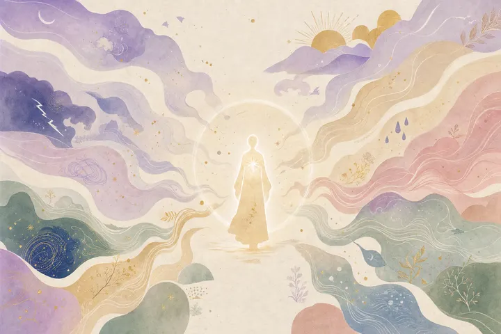 Soft Japanese-watercolor editorial illustration symbolizing empath test