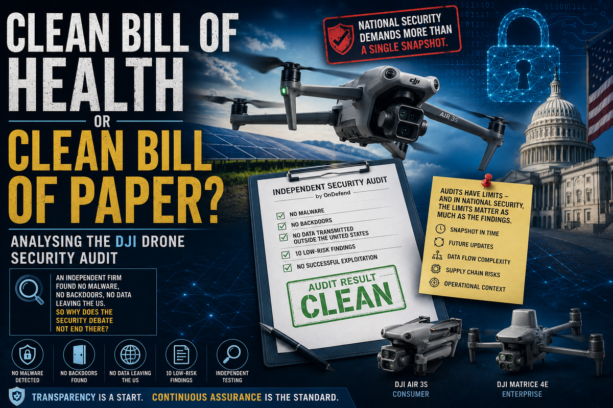 Clean Bill of Health or Clean Bill of Paper? Analysing the DJI Drone Security Audit