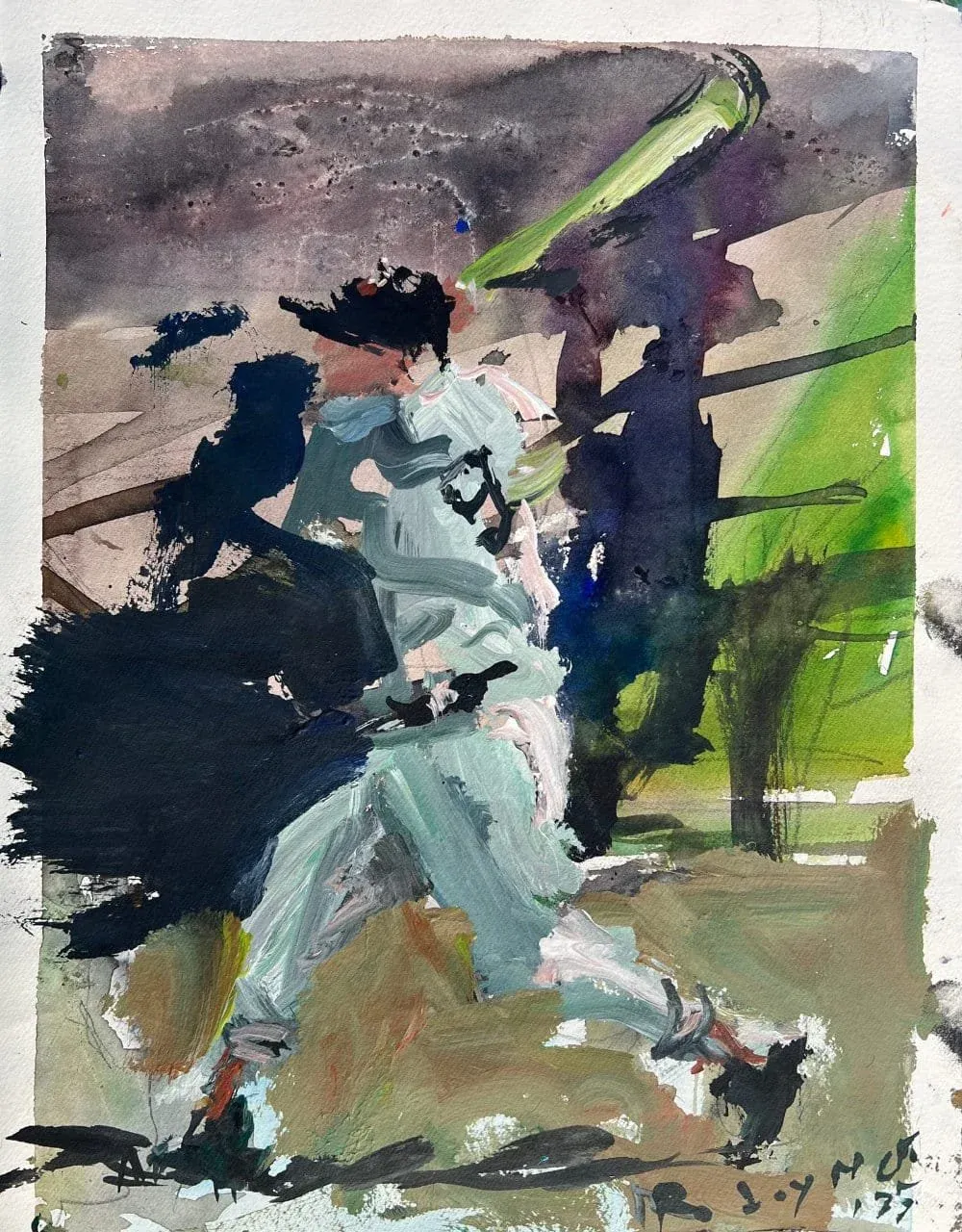 Expressive original painting of Red Sox legend Ted Williams Robert Joyner