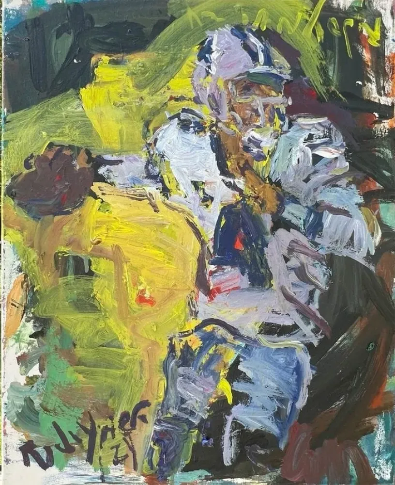 Dak Prescott Dallas Cowboys quarterback original painting, expressive acrylic artwork by Robert Joyner