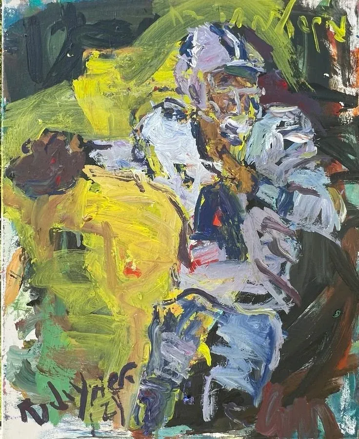Impressionistic NFL painting of Dallas Cowboys quarterback Dak Prescott