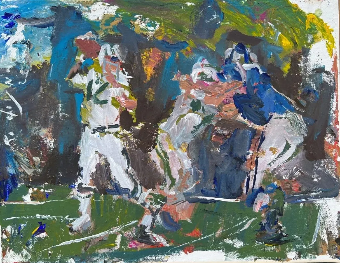 Loose and energetic Jets football artwork, perfect for sports room decor