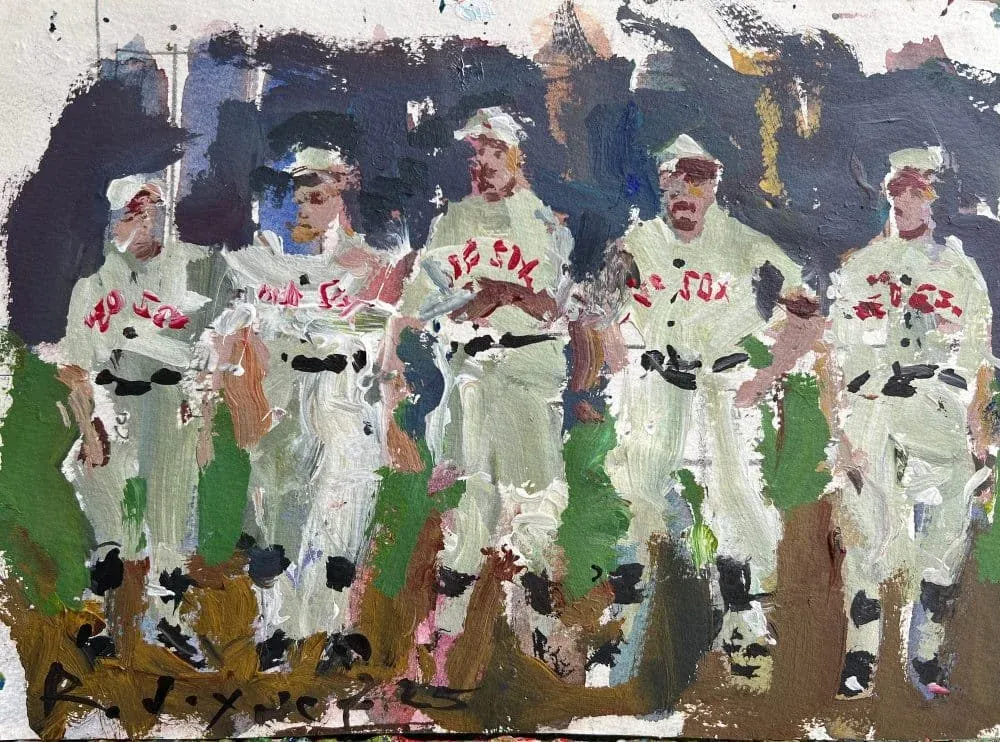 Abstract style original painting of Boston Red Sox Baseball legends