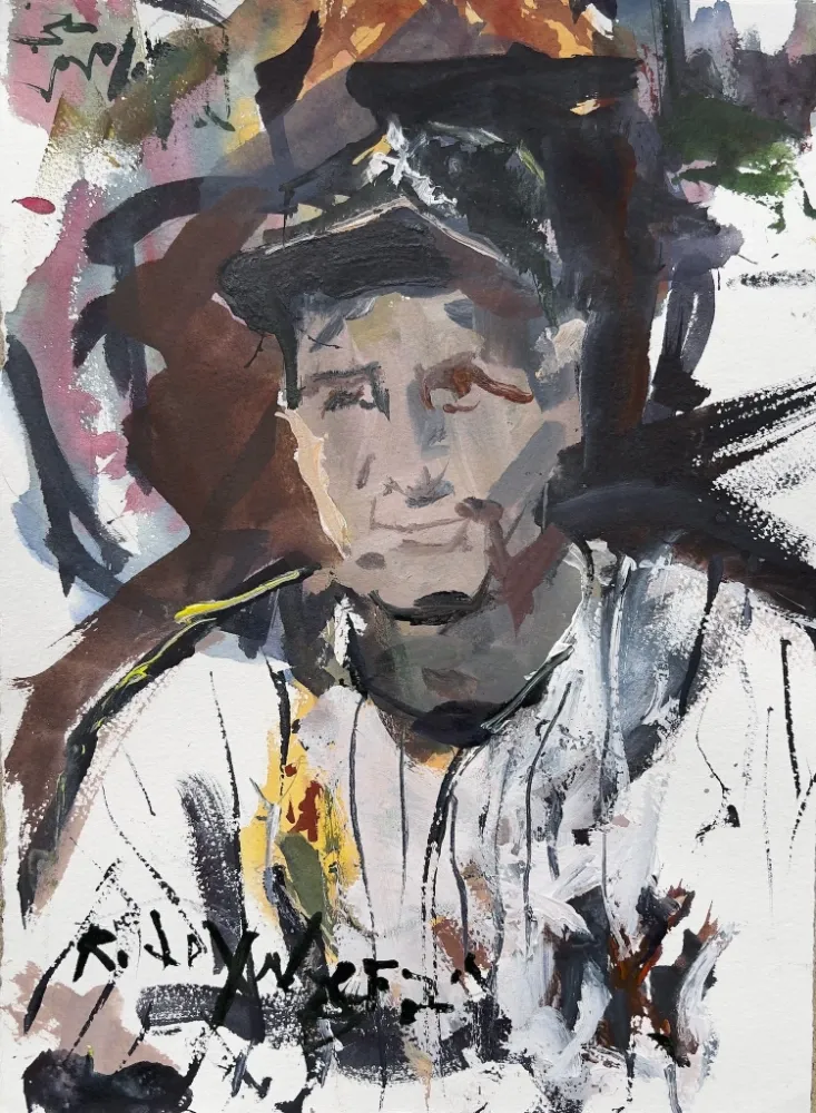 Original expressive painting of Yankee legend Lou Gehrig