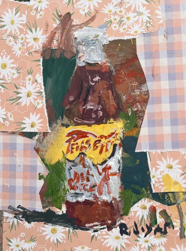 Culinary Artwork with Texas Pete hot sauce bottle
