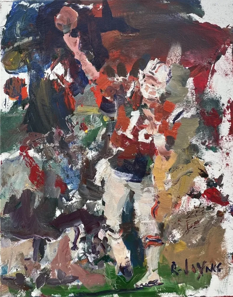 Tom Brady New England Patriots quarterback original painting in red throwback uniform, acrylic artwork by Robert Joyner